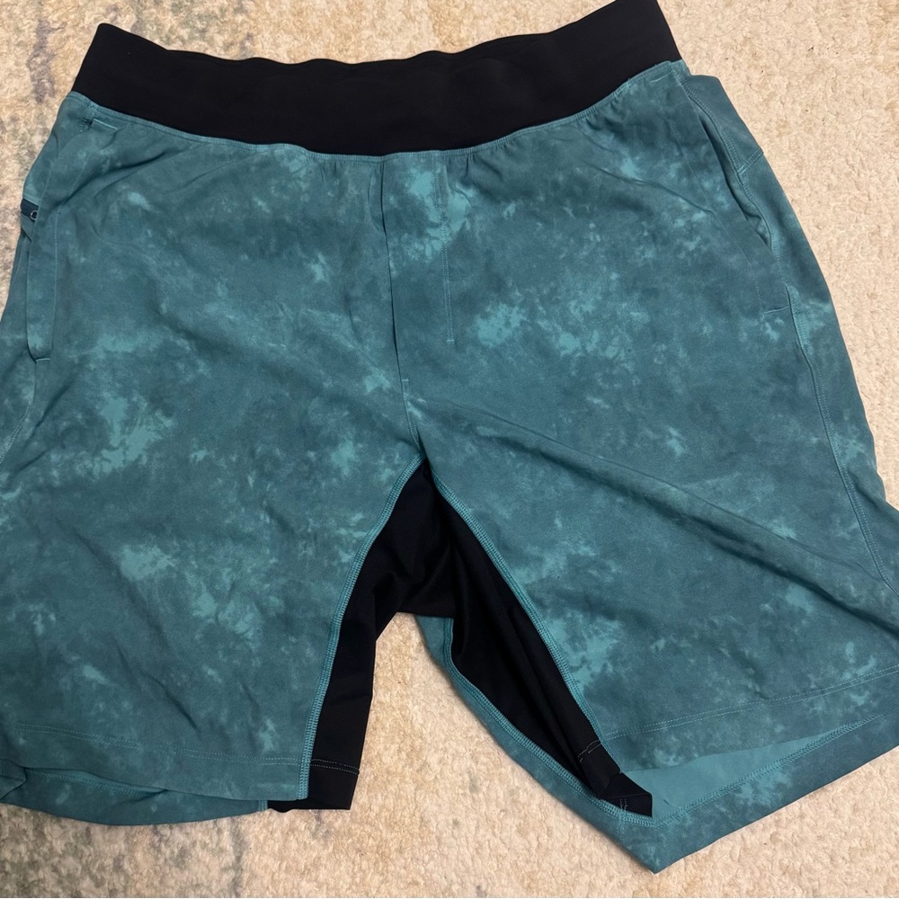 Lululemon Athletica Teal and Black Athletic Shorts